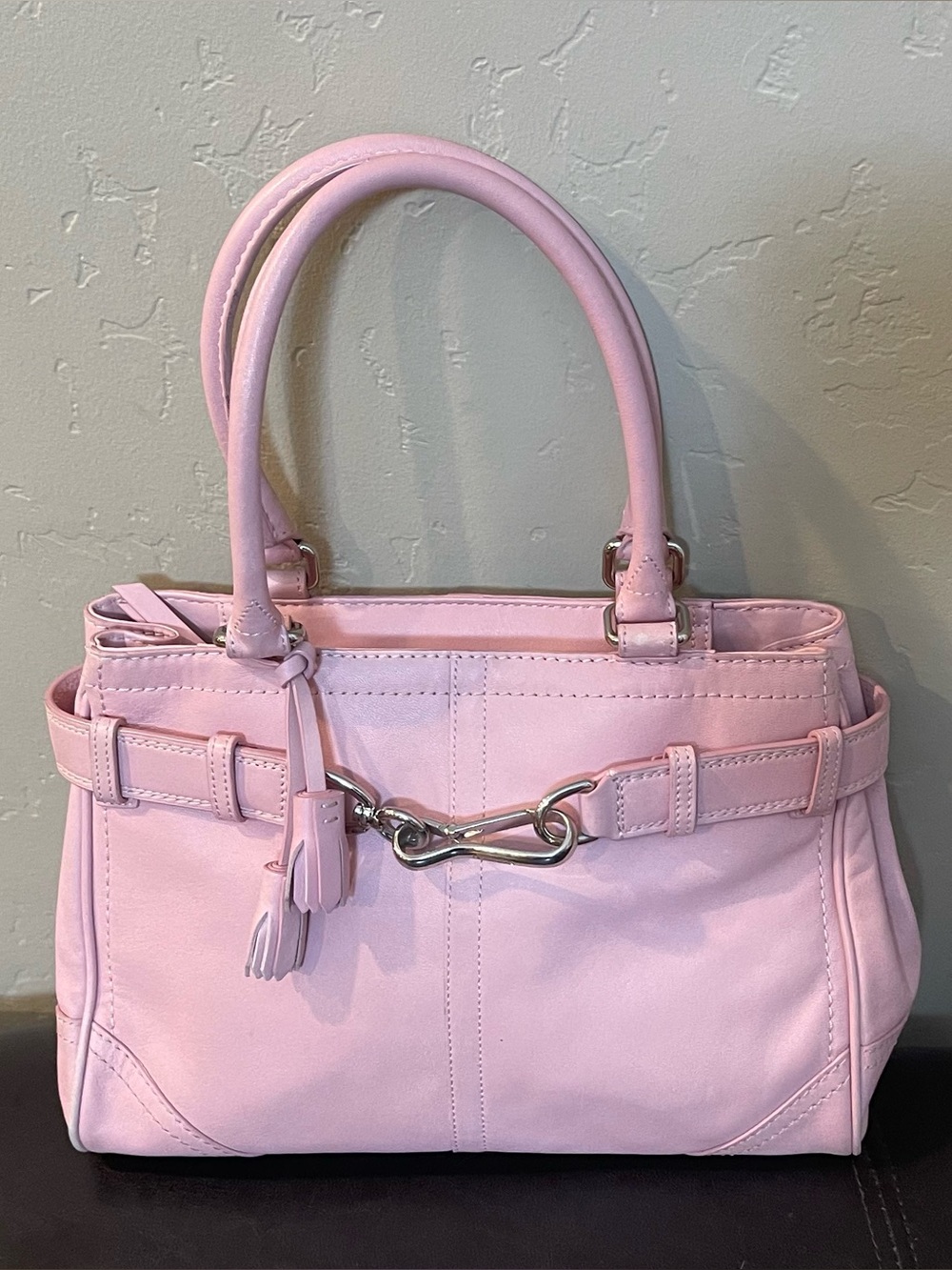 Coach Soft Pink Structured Leather Tote Bag - Women's Handbag y2k carryall